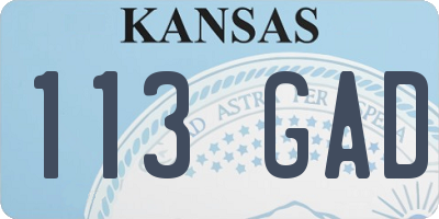 KS license plate 113GAD