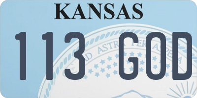 KS license plate 113GOD