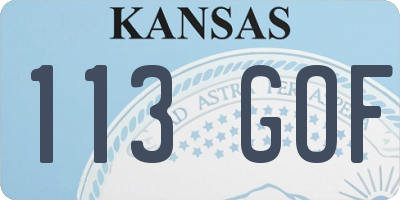 KS license plate 113GOF
