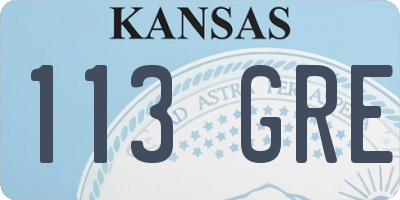 KS license plate 113GRE