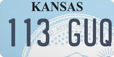 KS license plate 113GUQ
