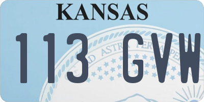 KS license plate 113GVW