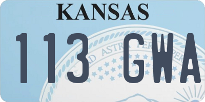KS license plate 113GWA