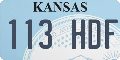 KS license plate 113HDF
