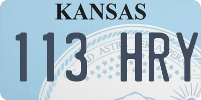 KS license plate 113HRY