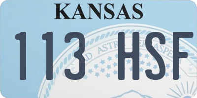 KS license plate 113HSF