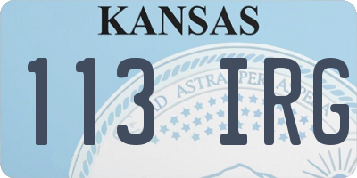 KS license plate 113IRG