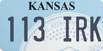 KS license plate 113IRK