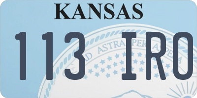 KS license plate 113IRO