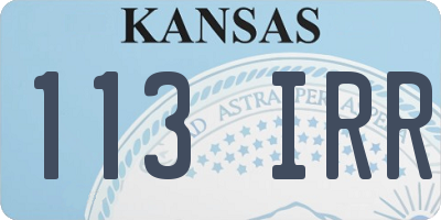KS license plate 113IRR
