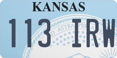 KS license plate 113IRW