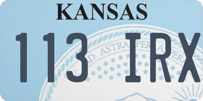 KS license plate 113IRX