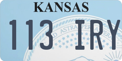 KS license plate 113IRY