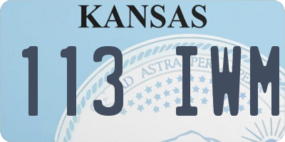 KS license plate 113IWM
