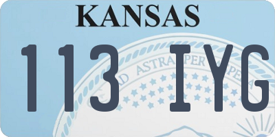 KS license plate 113IYG