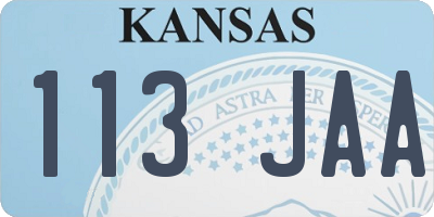 KS license plate 113JAA