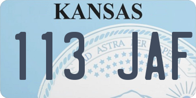 KS license plate 113JAF