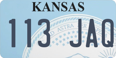KS license plate 113JAQ