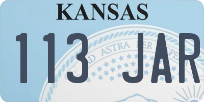 KS license plate 113JAR