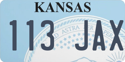 KS license plate 113JAX