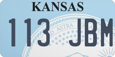 KS license plate 113JBM