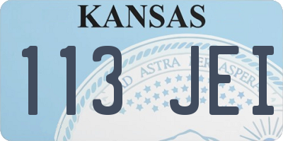 KS license plate 113JEI