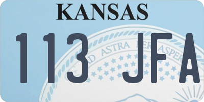 KS license plate 113JFA
