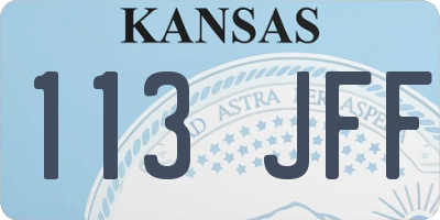 KS license plate 113JFF