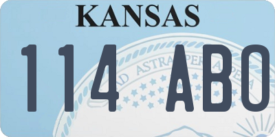 KS license plate 114ABO