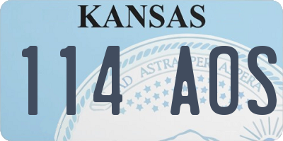 KS license plate 114AOS