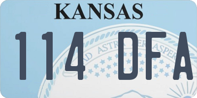 KS license plate 114DFA