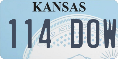 KS license plate 114DOW