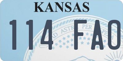 KS license plate 114FAO