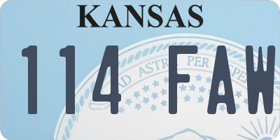 KS license plate 114FAW