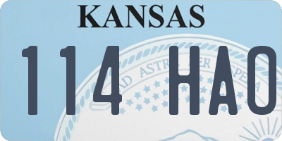 KS license plate 114HAO