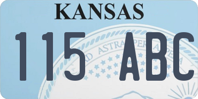 KS license plate 115ABC