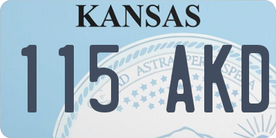 KS license plate 115AKD