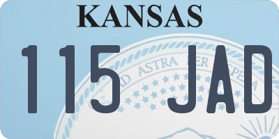 KS license plate 115JAD