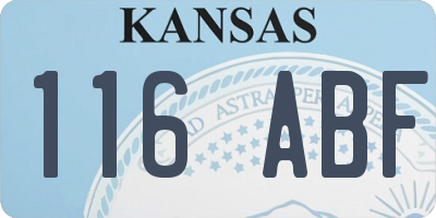 KS license plate 116ABF