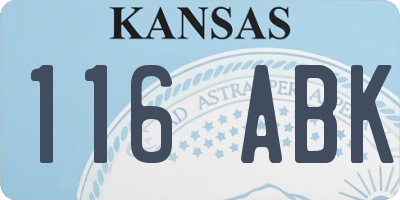 KS license plate 116ABK