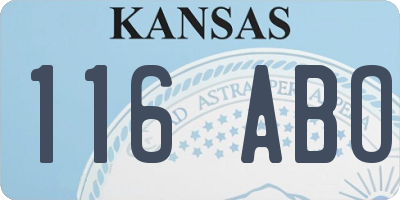 KS license plate 116ABO