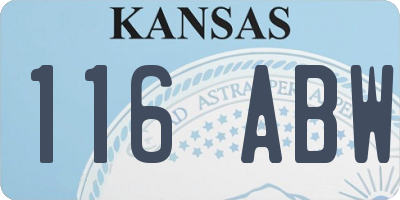 KS license plate 116ABW