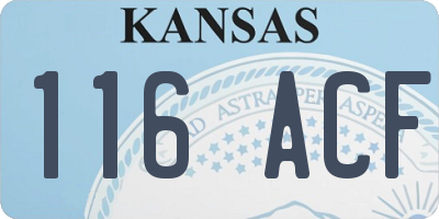 KS license plate 116ACF