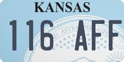 KS license plate 116AFF