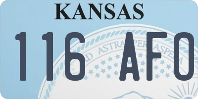 KS license plate 116AFO