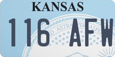 KS license plate 116AFW