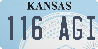 KS license plate 116AGI