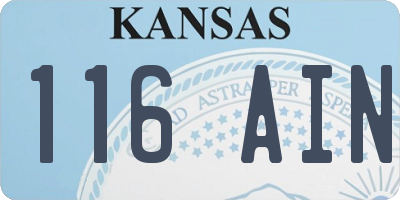 KS license plate 116AIN