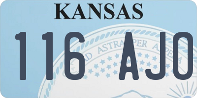 KS license plate 116AJO