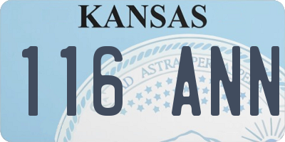 KS license plate 116ANN